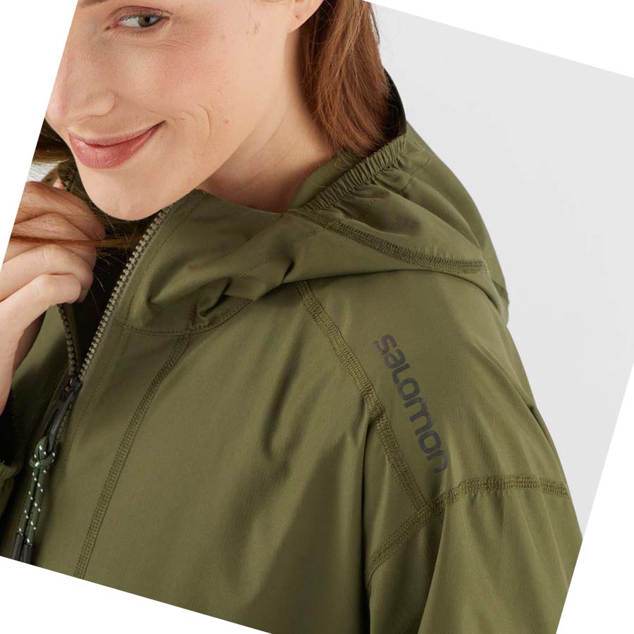 Chaquetas Salomon OUTLIFE LONG PACKABLE WINDBREAKERS Mujer Verde Oliva | MX 2466ZUT